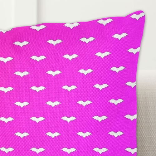 White Tiny Bats Pink Linen Zippered Pillowcase 18"x18"(One Side&Pack of 2)