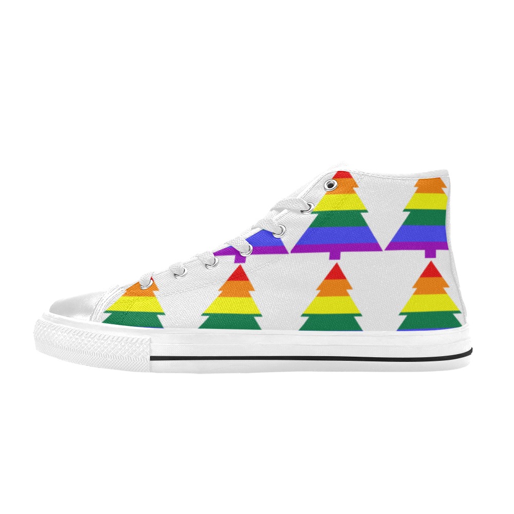 Rainbow pine trees Men’s Classic High Top Canvas Shoes (Model 017)