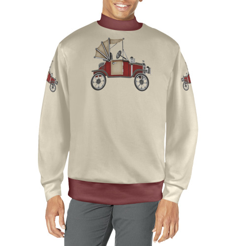 Vintage Car Men's All Over Print Mock Neck Sweatshirt (Model H43)