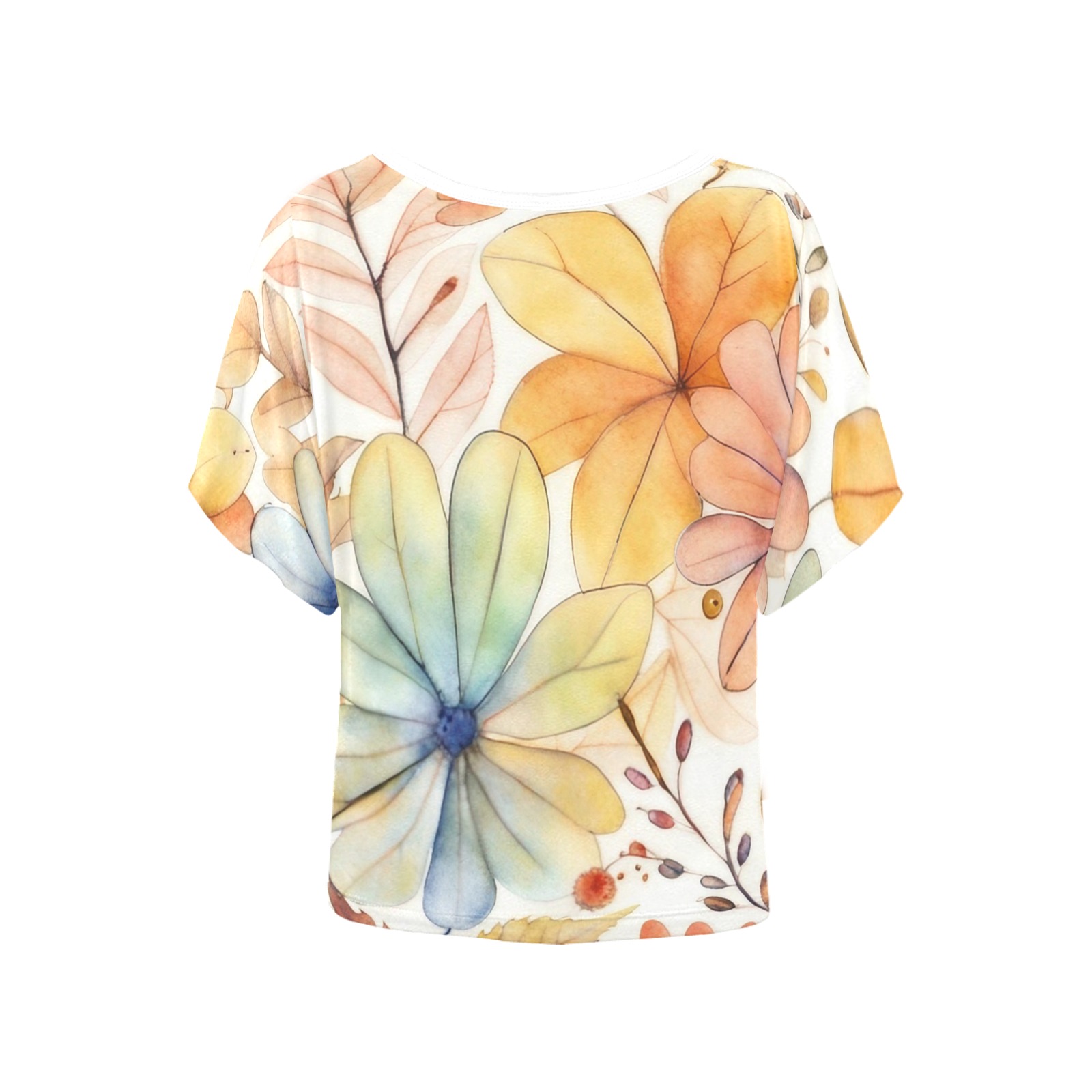 Watercolor Floral 2 Women's Batwing-Sleeved Blouse T shirt (Model T44)