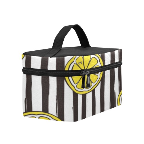 Lemon Stripe Cosmetic Bag/Large (Model 1658)