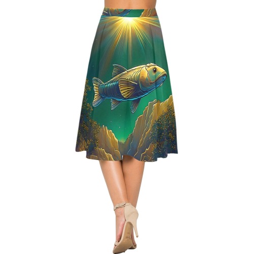 Celestial Swim Mnemosyne Women's Crepe Skirt (Model D16)