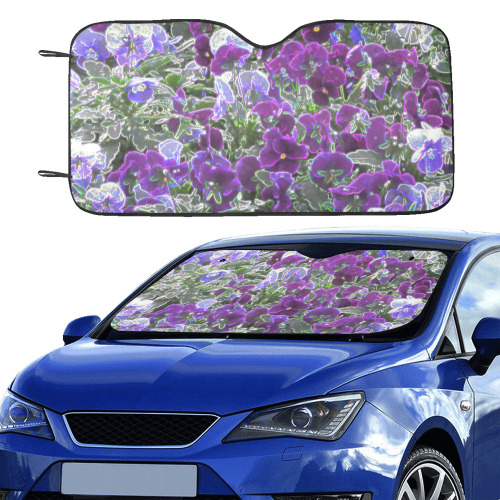Field Of Purple Flowers 8420 Car Sun Shade 55"x30"