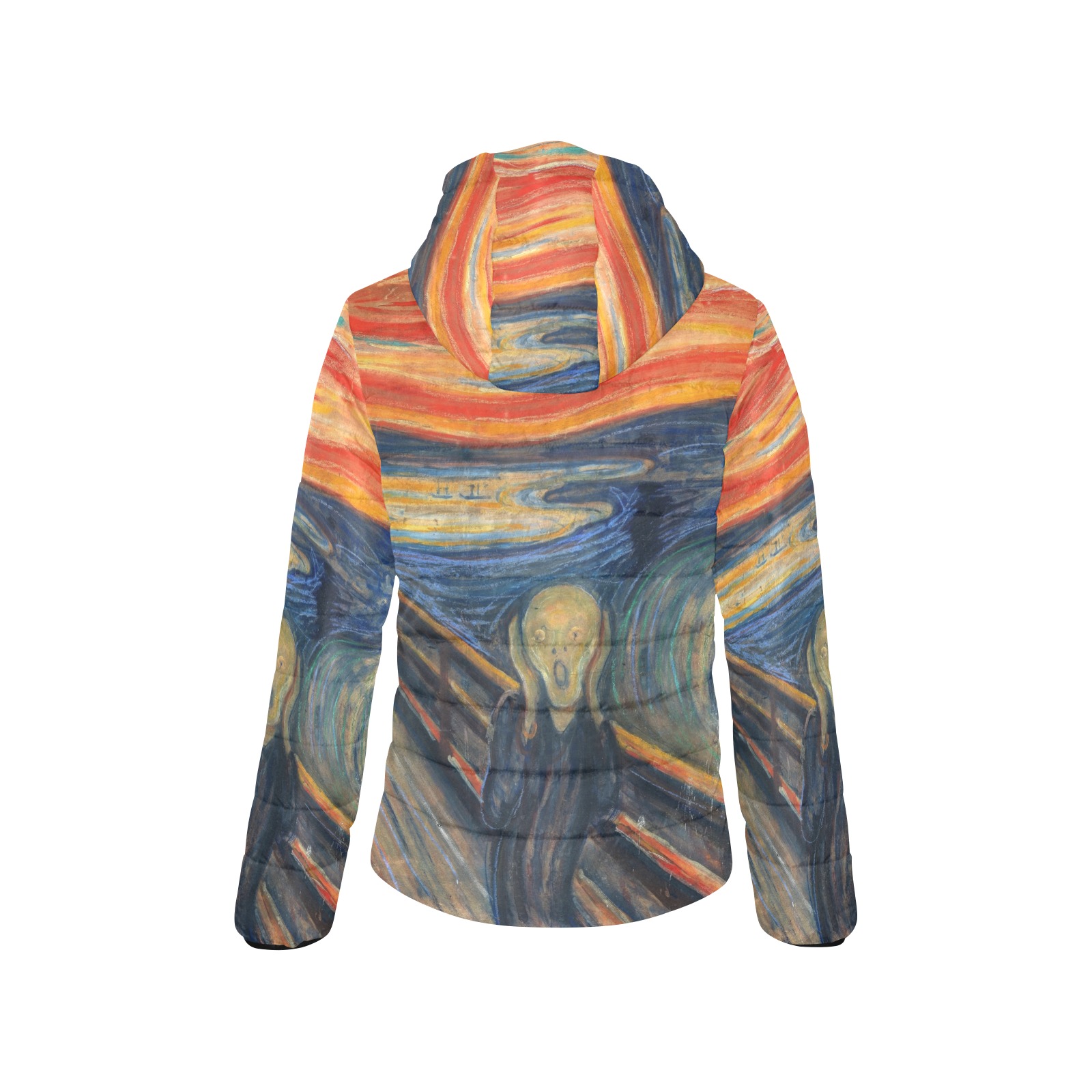 Edvard Munch-The scream Women's Padded Hooded Jacket (Model H46)