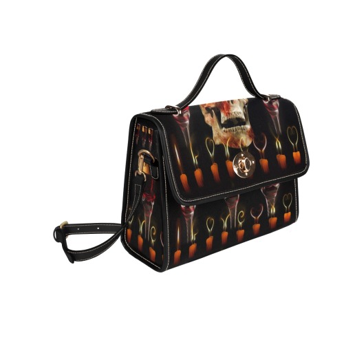 Gothic Skull Wine Candles Ritual Waterproof Canvas Bag-Black (All Over Print) (Model 1641)