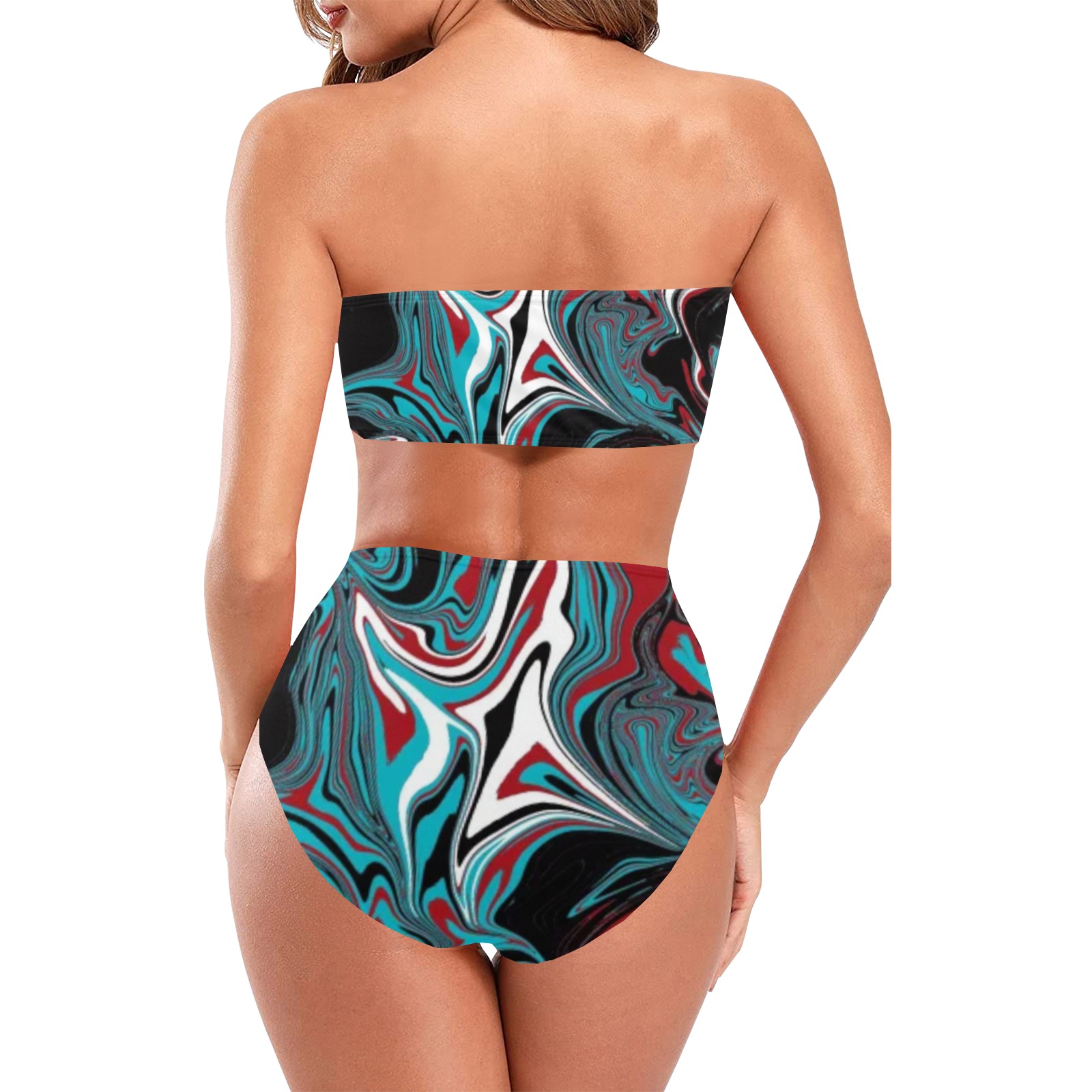 Dark Wave of Colors Chest Wrap Bikini Swimsuit (Model S36)