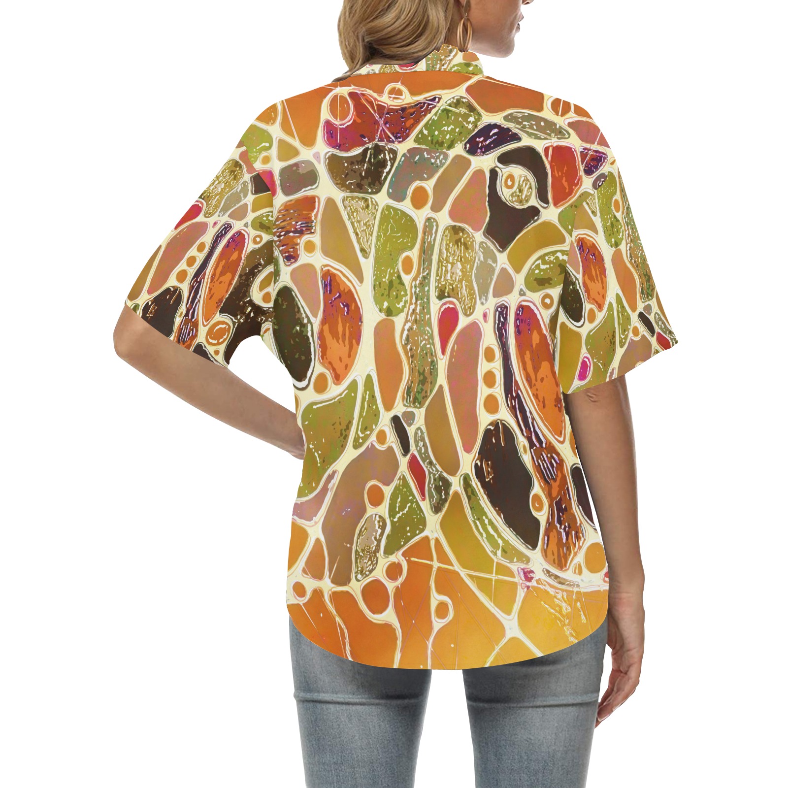 Abstract NEURO ART 7 All Over Print Hawaiian Shirt for Women (Model T58)