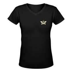 'Exe.mpt'  - Small pocket logo - Black Tee Women's Deep V-neck T-shirt (Model T19)