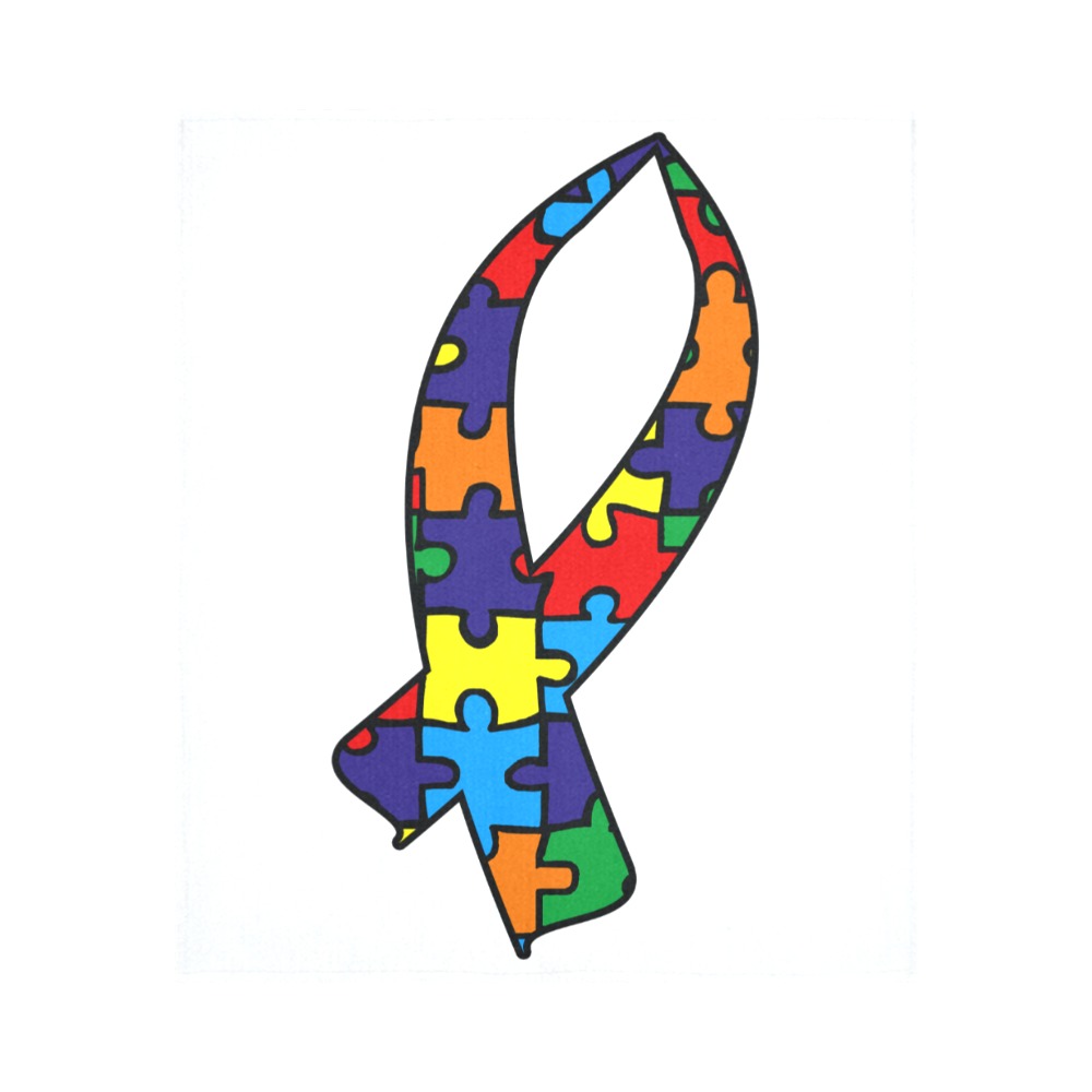Autism Awareness Ribbon Cotton Linen Wall Tapestry 51"x 60"