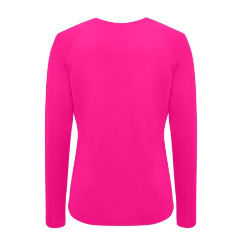 Waterbug Gym Fit Deep Pink Women's Long Sleeve Swim Shirt (Model S39)