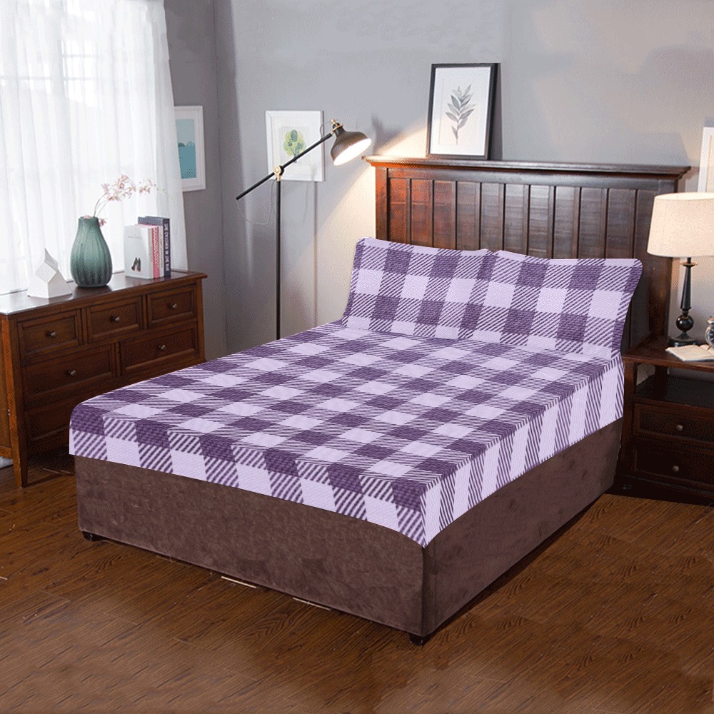 Pastel Purple Plaid 3-Piece Bedding Set