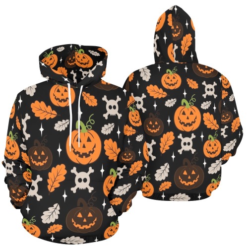 Halloween Skulls and Pumpkins All Over Print Hoodie for Men (USA Size) (Model H13)