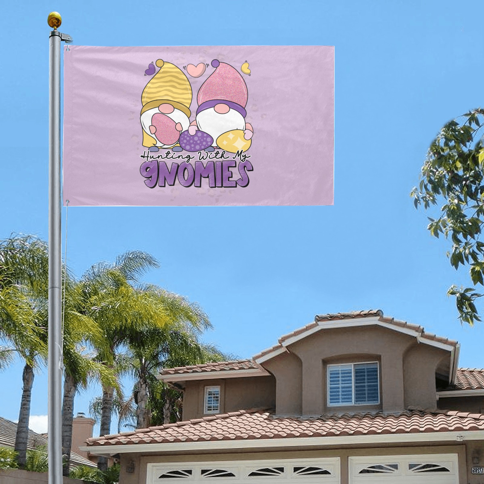Easter Egg Hunting With My Gnomes Garden Flag 59"x35"