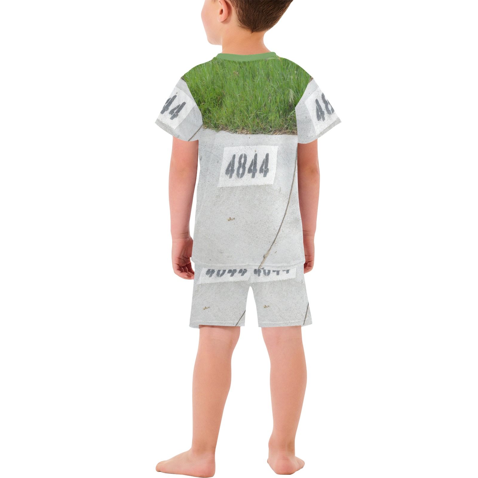 Street Number 4844 with Green Collar Little Boys' Short Pajama Set