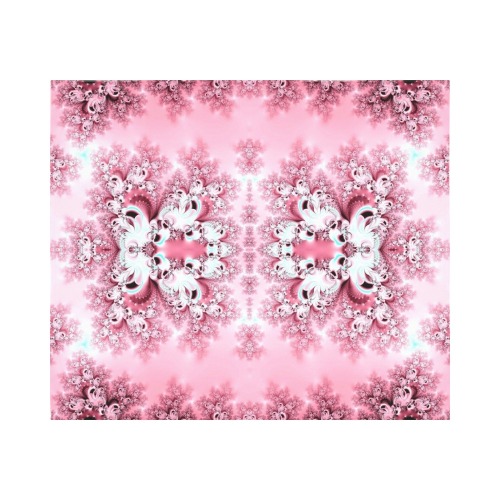 Pink Rose Garden Frost Fractal Polyester Peach Skin Wall Tapestry 60"x 51"