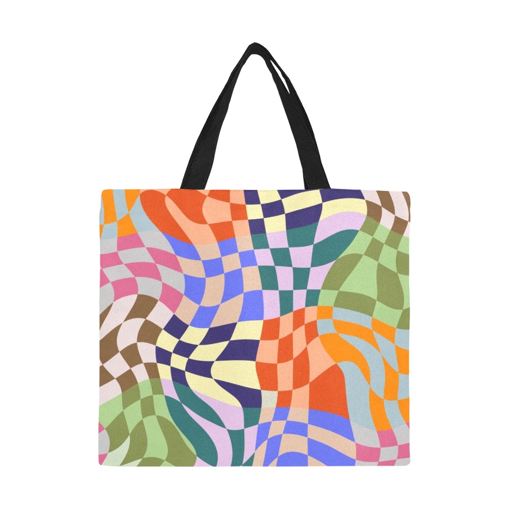 Geometric Wavy Checks All Over Print Canvas Tote Bag/Large (Model 1699)