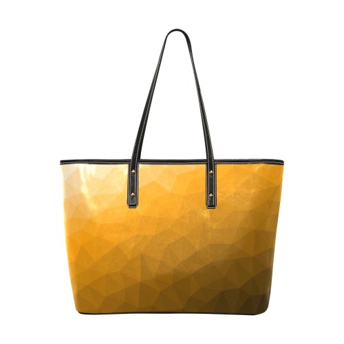 Orange gradient geometric mesh pattern Chic Leather Tote Bag (Model 1709)