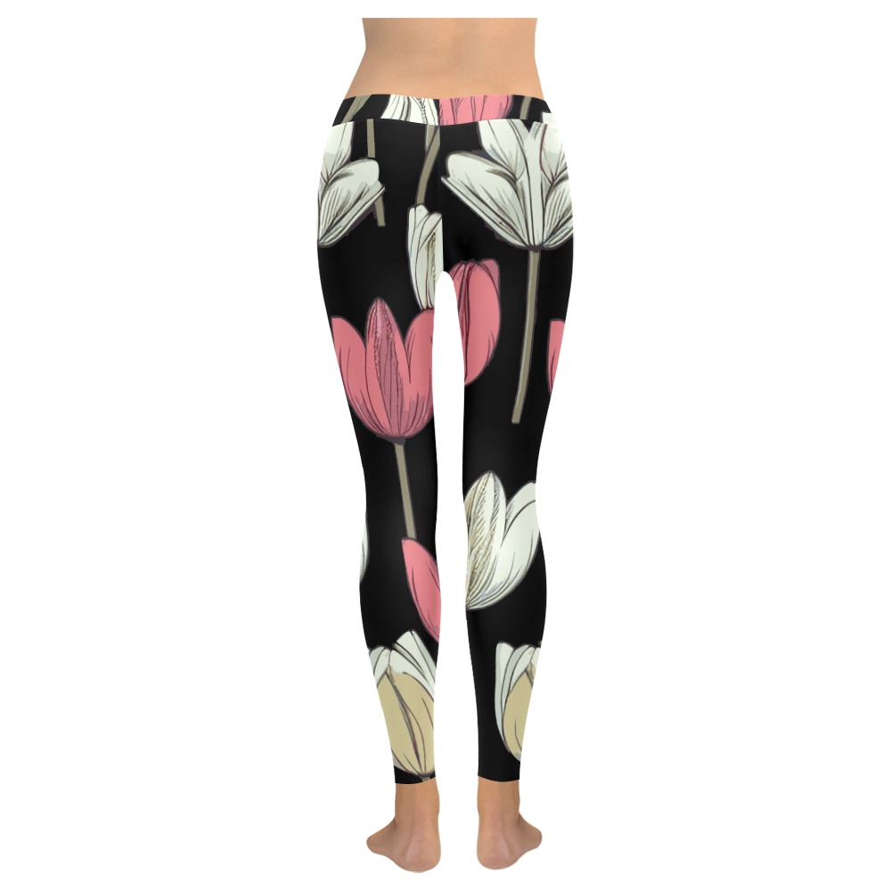 Floral Women's Low Rise Leggings (Invisible Stitch) (Model L05)