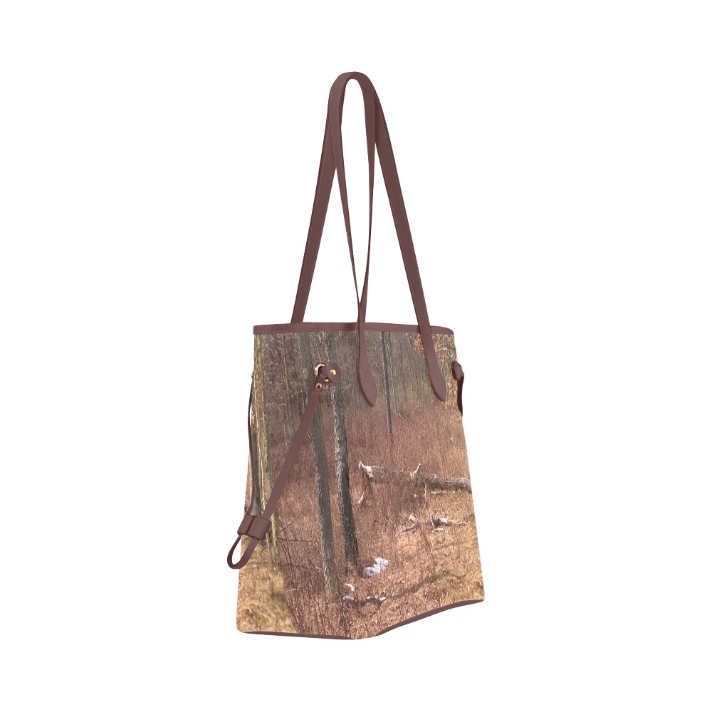Falling tree in the woods Clover Canvas Tote Bag (Model 1661)