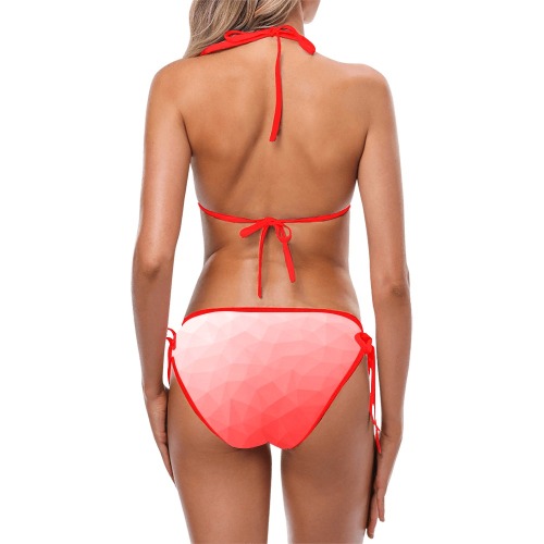 Red gradient geometric mesh pattern Custom Bikini Swimsuit (Model S01)