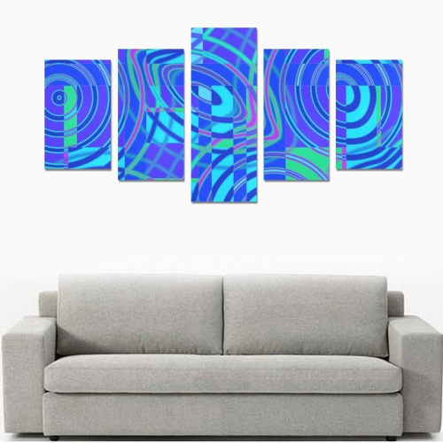 Ripples and Splashes Blue Abstract Canvas Print Sets C (No Frame)