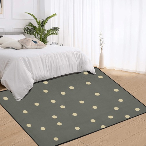 dots on grey Area Rug with Black Binding 7'x5'