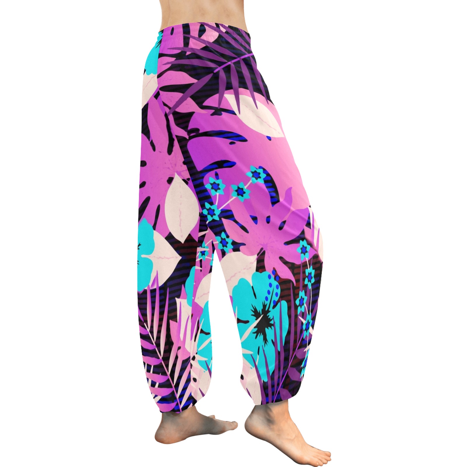 GROOVY FUNK THING FLORAL PURPLE Women's All Over Print Harem Pants (Model L18)