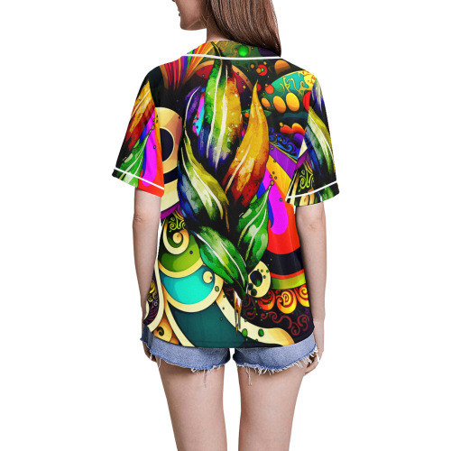 Mardi Gras Colorful New Orleans All Over Print Baseball Jersey for Women (Model T50)