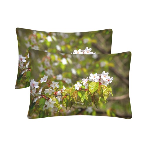 A row of sakura cherry flowers on a tree in spring Custom Pillow Case 20"x 30" (One Side) (Set of 2)