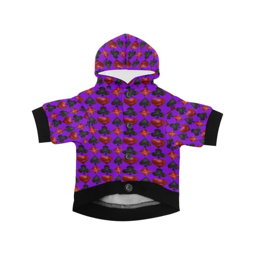 Las Vegas Poker Card Shapes - Purple Pet Dog Hoodie