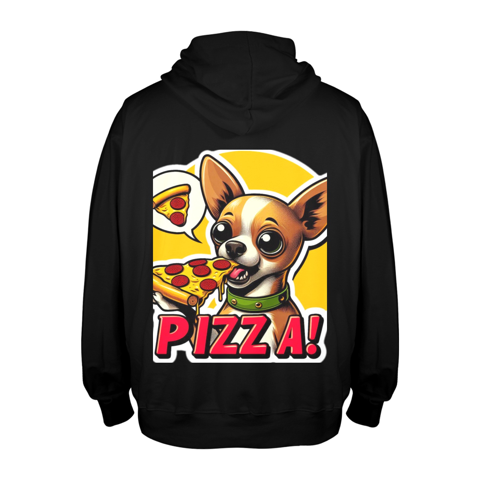CHIHUAHUA EATING PIZZA 11 Men's Glow in the Dark Hoodie (Two Sides Printing)