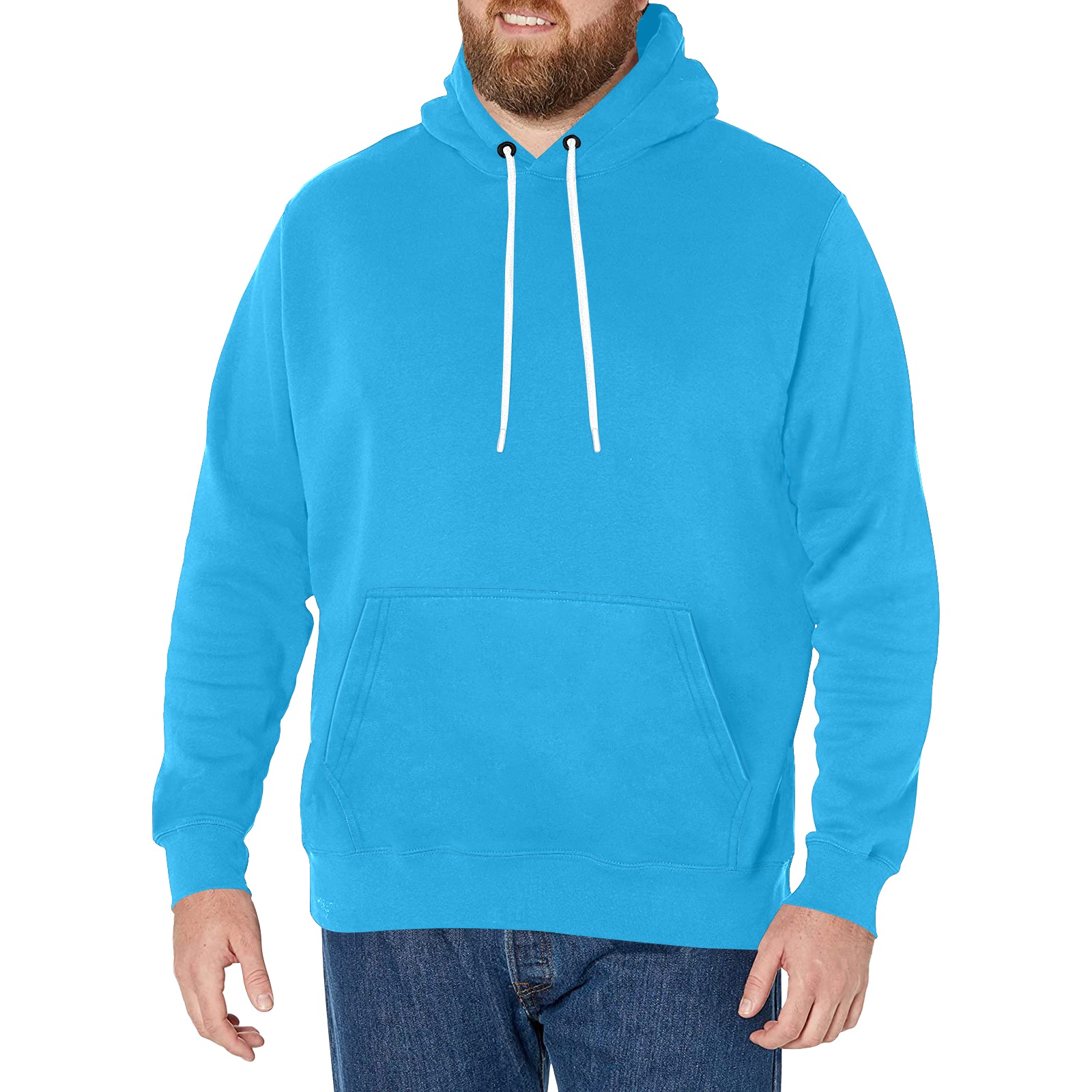 Blue Turquoise Men's Long Sleeve Fleece Hoodie (Model H55)