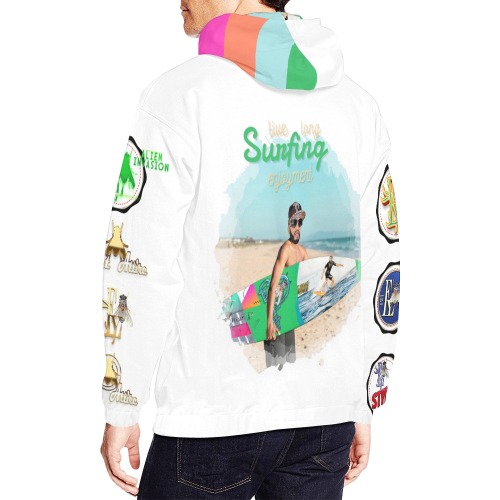 Live Long Surfing Enjoyment Collectable Fly All Over Print Hoodie for Men (USA Size) (Model H13)