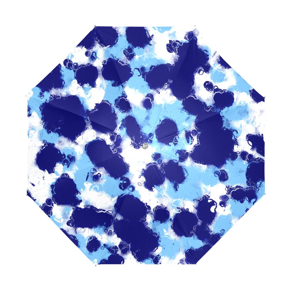 Light Blue, Navy and White Abstract Anti-UV Foldable Umbrella (U08)