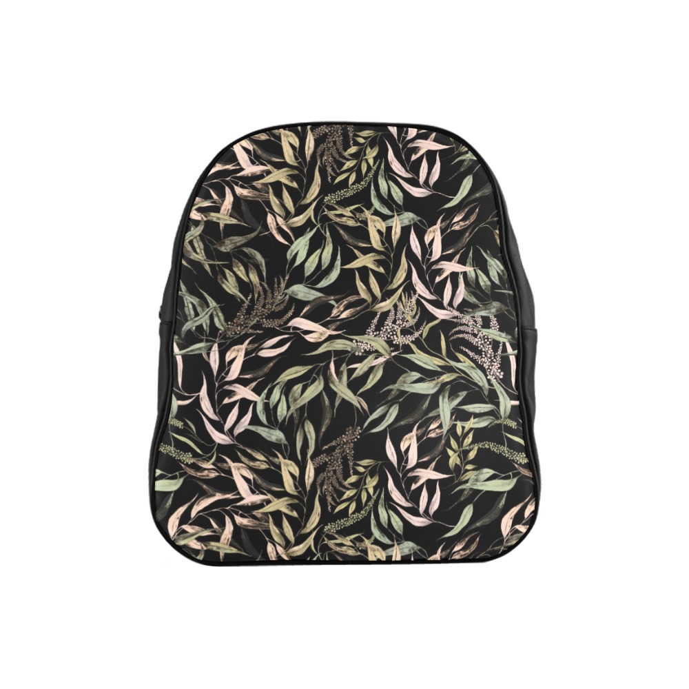 Dark Forest leaves dramatic School Backpack (Model 1601)(Small)