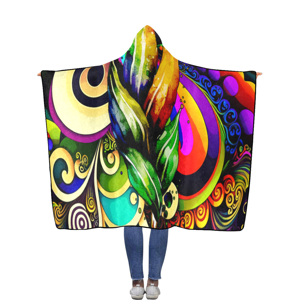 Mardi Gras Colorful New Orleans Flannel Hooded Blanket 56''x80''