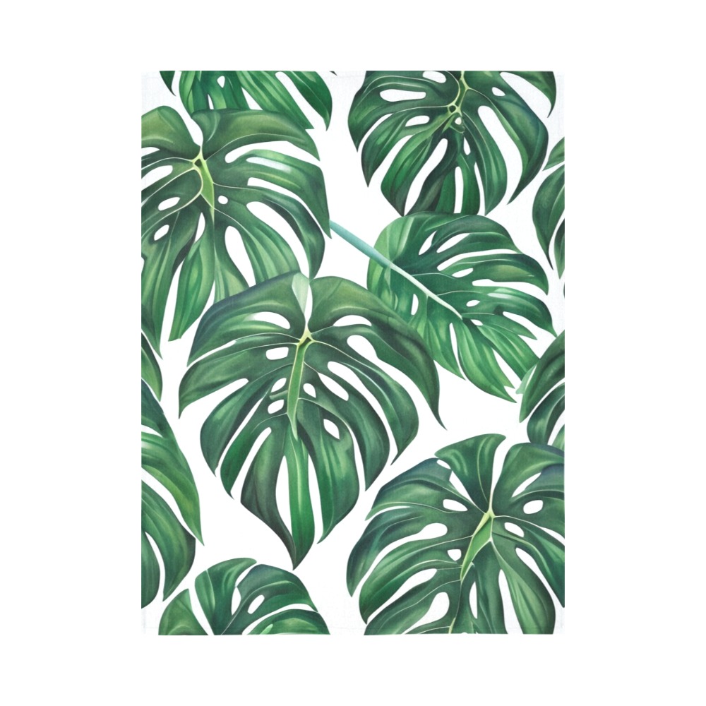 Monstera Leaves Pattern Cotton Linen Wall Tapestry 60"x 80"