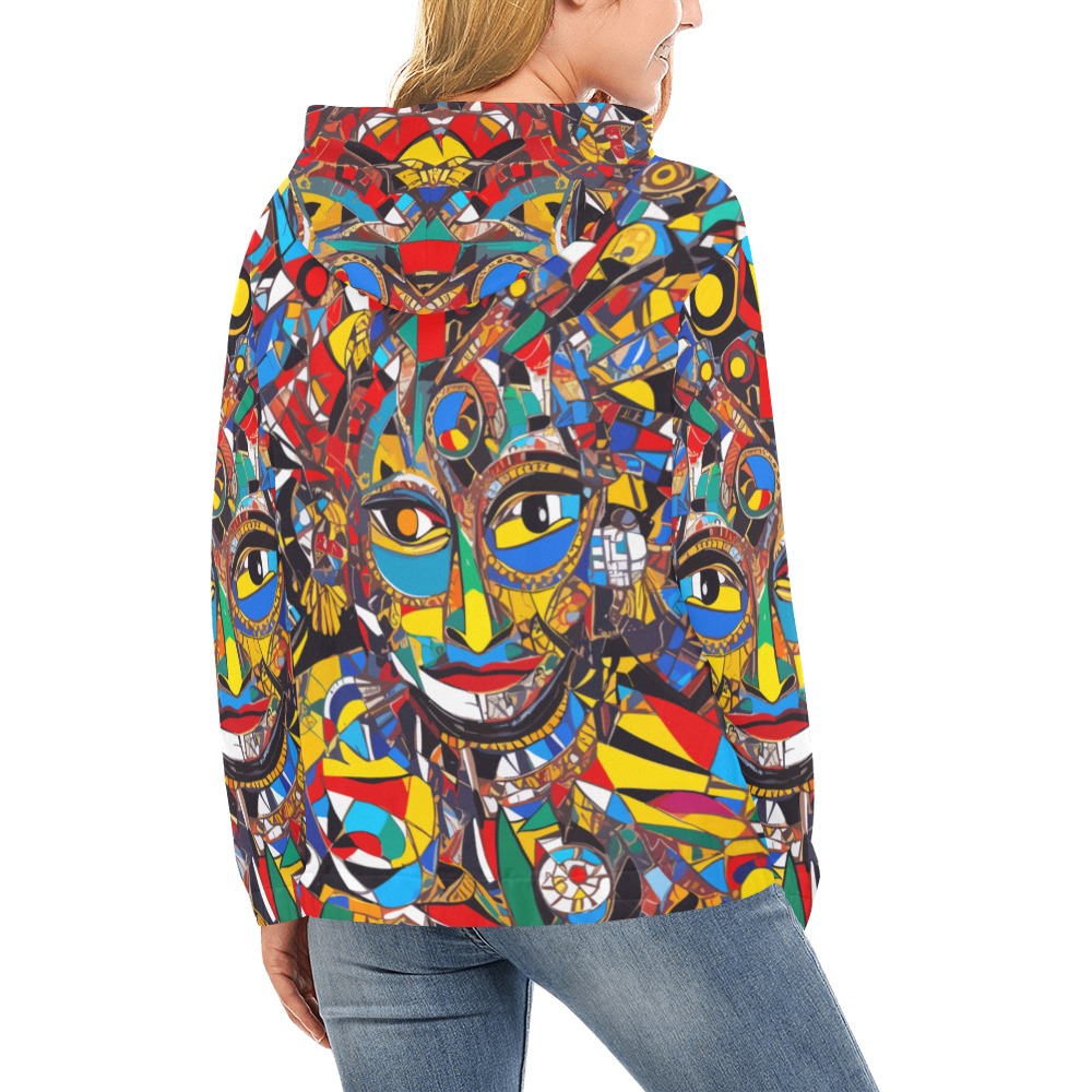 Awesome African mask cool colorful abstract art. All Over Print Hoodie for Women (USA Size) (Model H13)