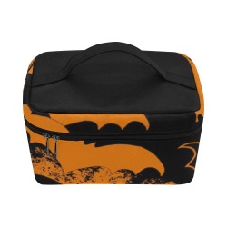 Black Bats In Flight Orange Cosmetic Bag/Large (Model 1658)