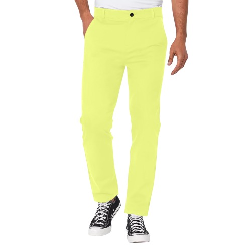 neonyellow Men's All Over Print Casual Trousers (Model L68)