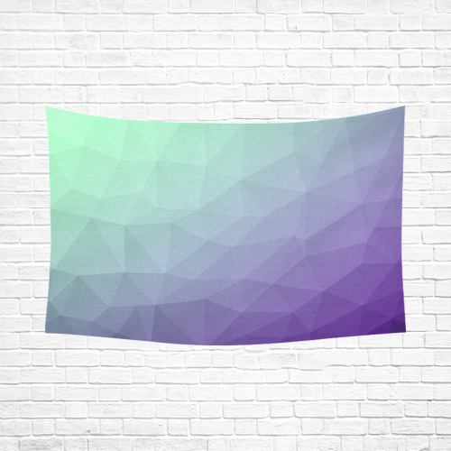 Purple green ombre gradient geometric mesh pattern Cotton Linen Wall Tapestry 90"x 60"