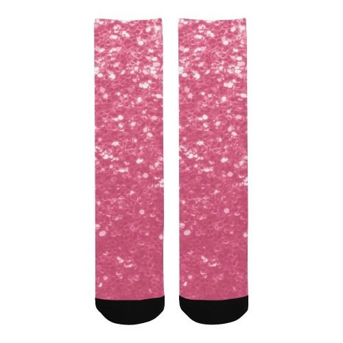 Magenta light pink red faux sparkles glitter Men's Custom Socks