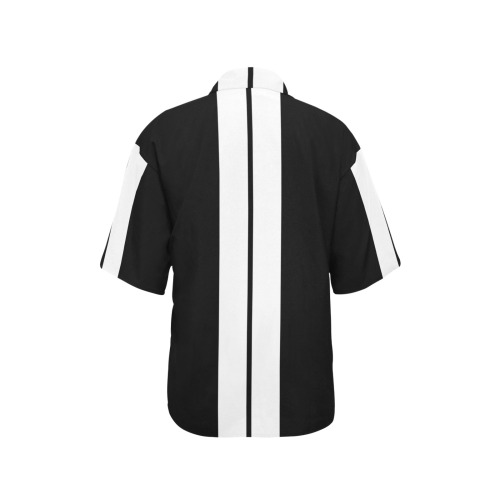 Race Car Stripe Center Black / White All Over Print Hawaiian Shirt for Women (Model T58)