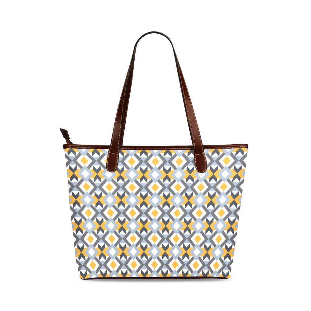 Retro Angles Abstract Geometric Pattern Shoulder Tote Bag (Model 1646)