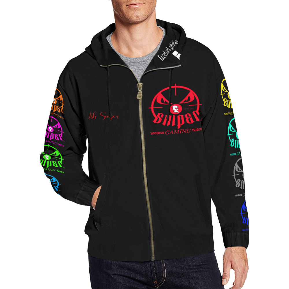 SNIPER Cartoon hoodie design All Over Print Full Zip Hoodie for Men (Model H14)