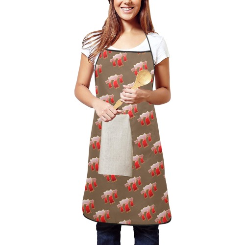 Las Vegas Lucky Sevens 777 on Brown Women's Overlock Apron with Pocket
