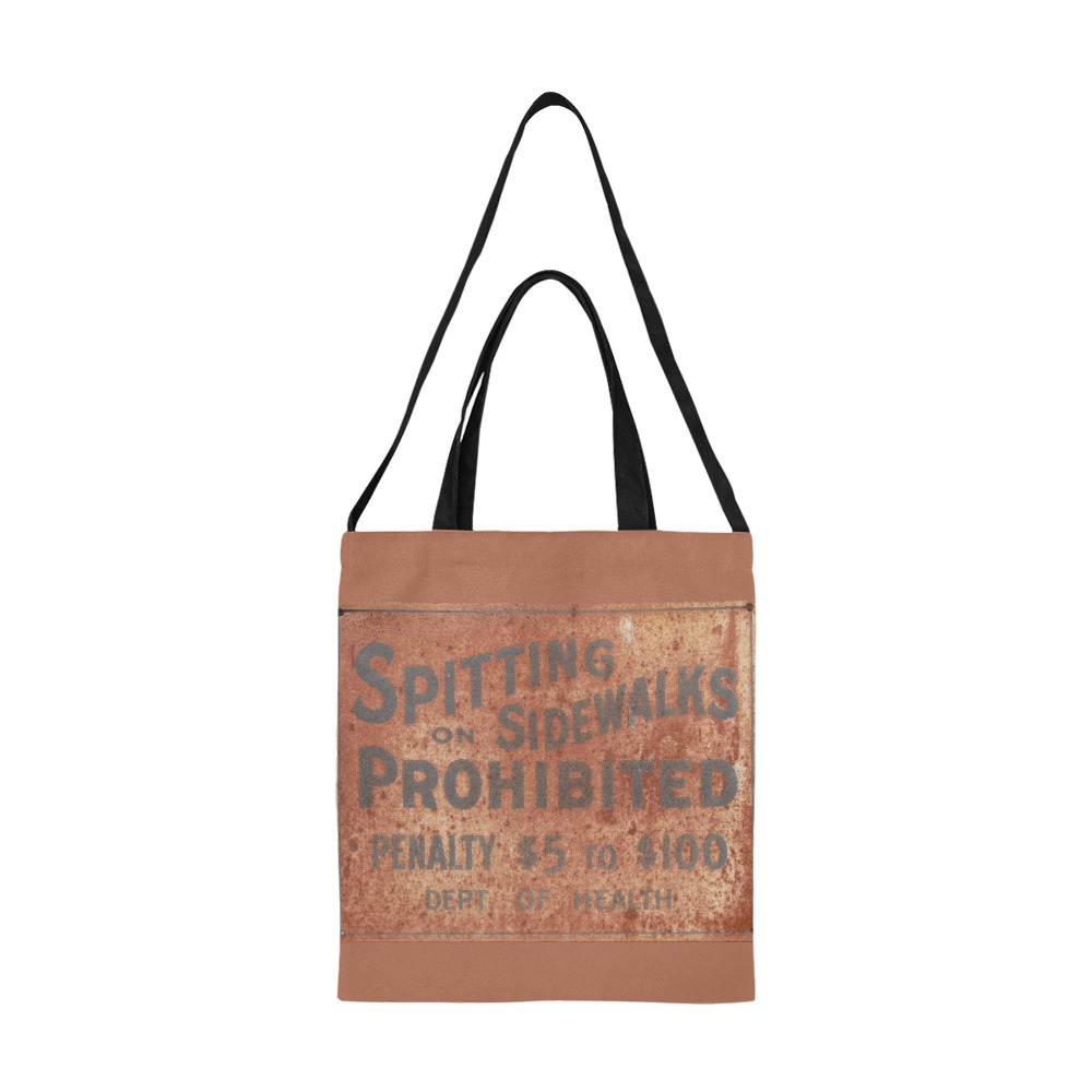 Spitting prohibited, penalty, photo All Over Print Canvas Tote Bag/Medium (Model 1698)