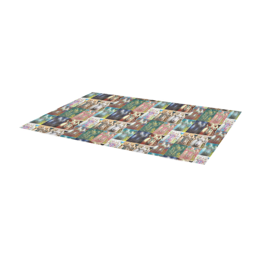 Sheep With Filters Collage Area Rug 9'6''x3'3''