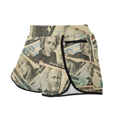 US PAPER CURRENCY Women's Sports Shorts (Model L61)