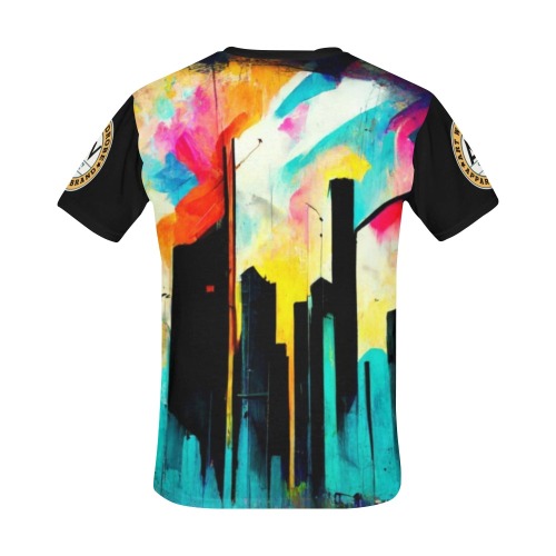 colourful graffiti building's All Over Print T-Shirt for Men (USA Size) (Model T40)